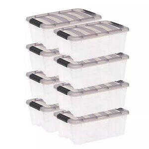 IRIS USA, Stack & Pull 13 Quart Clear Plastic Storage Box, 10.98" W x 16.50" L x